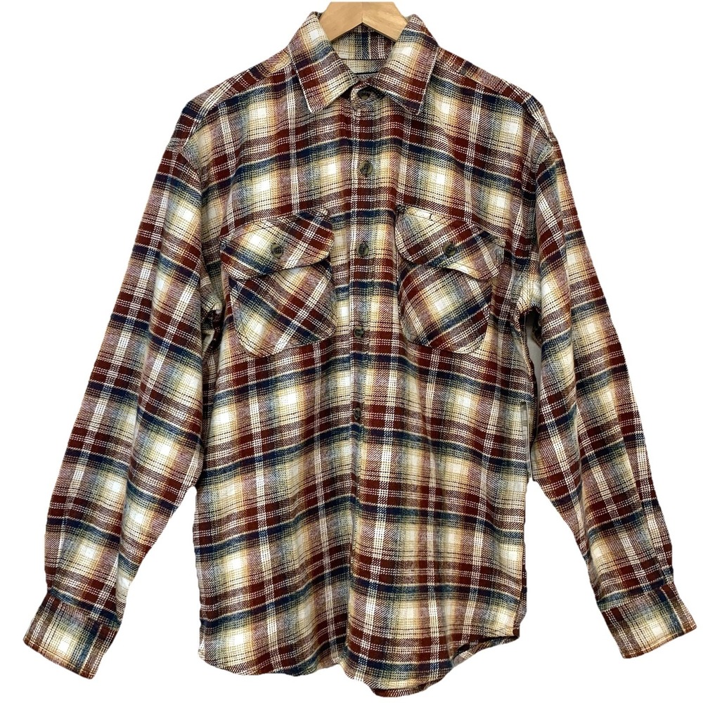 Canyon Guide Outfitters Flannel Shirt Jacket Brown Plaid 100% Cotton New